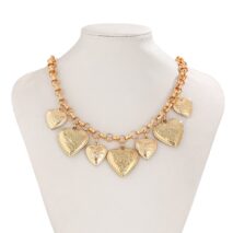 Chic Chunky Flower Relief Heart Tassel Necklace Bracelet - ArtGalleryZen