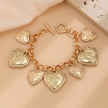 Chic Chunky Flower Relief Heart Tassel Necklace Bracelet - ArtGalleryZen