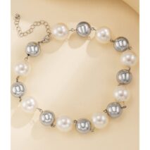 Chic Chunky Two Tone Pearl Chain Choker Necklace - ArtGalleryZen