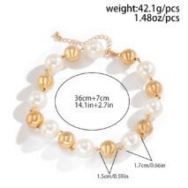 Chic Chunky Two Tone Pearl Chain Choker Necklace - ArtGalleryZen