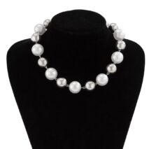 Chic Chunky Two Tone Pearl Chain Choker Necklace - ArtGalleryZen