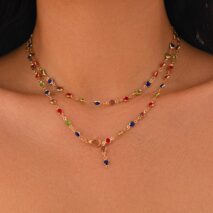 Chic Colorful Crystal Long Chain Y Necklace - ArtGalleryZen