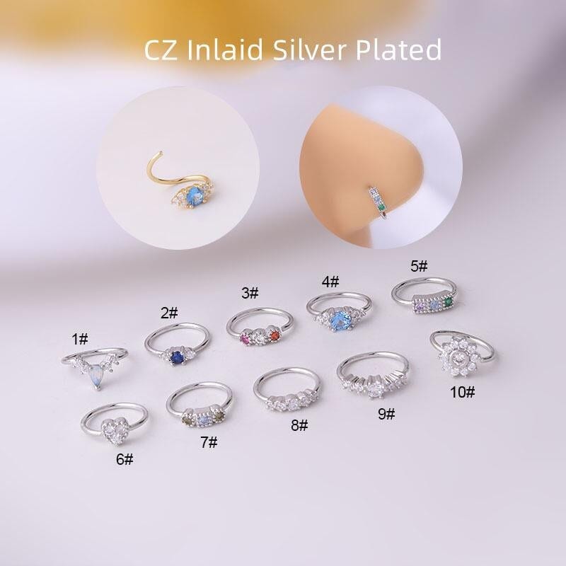 Chic Colorful CZ Inlaid Nose Piercing Nose Hoop - ArtGalleryZen