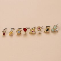 Chic Colorful CZ Inlaid Stainless Steel Angel Wings Heart Star Nose Piercing Nose Stud - ArtGalleryZen