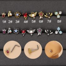 Chic Colorful CZ Inlaid Stainless Steel Angel Wings Heart Star Nose Piercing Nose Stud - ArtGalleryZen