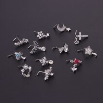 Chic Colorful CZ Inlaid Titanium Nose Piercing Nose Stud - ArtGalleryZen