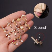Chic Colorful CZ Inlaid Titanium Nose Piercing Nose Stud - ArtGalleryZen
