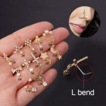 Chic Colorful CZ Inlaid Titanium Nose Piercing Nose Stud - ArtGalleryZen