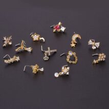 Chic Colorful CZ Inlaid Titanium Nose Piercing Nose Stud - ArtGalleryZen