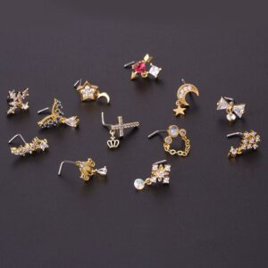 Chic Colorful CZ Inlaid Titanium Nose Piercing Nose Stud - ArtGalleryZen