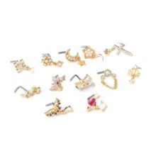 Chic Colorful CZ Inlaid Titanium Nose Piercing Nose Stud - ArtGalleryZen