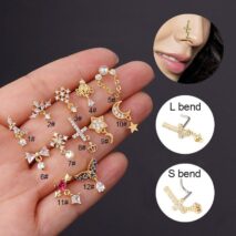 Chic Colorful CZ Inlaid Titanium Nose Piercing Nose Stud - ArtGalleryZen
