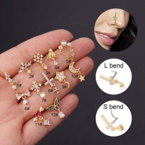 Chic Colorful CZ Inlaid Titanium Nose Piercing Nose Stud - ArtGalleryZen
