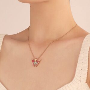 Chic Colorful Enamel Butterfly Necklace - ArtGalleryZen