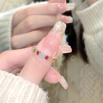 Chic Colorful Natural Tourmaline Ring - ArtGalleryZen