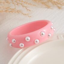 Chic Colorful Pearl Resin Bangle Bracelet - ArtGalleryZen