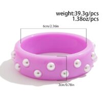 Chic Colorful Pearl Resin Bangle Bracelet - ArtGalleryZen