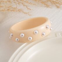 Chic Colorful Pearl Resin Bangle Bracelet - ArtGalleryZen