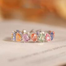 Chic Colorful Rainbow Rhinestone Ring - ArtGalleryZen