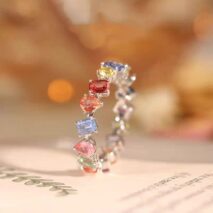 Chic Colorful Rainbow Rhinestone Ring - ArtGalleryZen