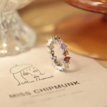 Chic Colorful Rainbow Rhinestone Ring - ArtGalleryZen