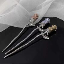Chic Colorful Rose Chignon Hair Fork Hair Pin - ArtGalleryZen