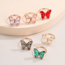 Chic Colorful Zirconia Butterfly Ring - ArtGalleryZen