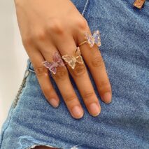Chic Colorful Zirconia Butterfly Ring - ArtGalleryZen