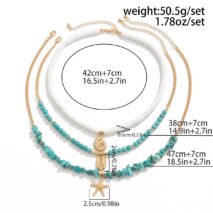 Chic Conch Starfish Pendant Turquoise Polymer Clay Chain Necklace Set - ArtGalleryZen