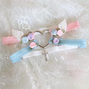 Chic Cross Angel Wings Heart Rosebud Elastic Thigh Leg Garter Belts - ArtGalleryZen