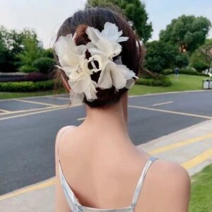 Chic Crystal Bowknot Lace Chignon Claw Clip Hair Clip - ArtGalleryZen