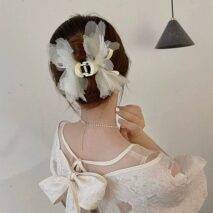 Chic Crystal Bowknot Lace Chignon Claw Clip Hair Clip - ArtGalleryZen