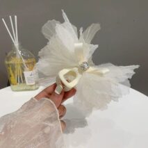 Chic Crystal Bowknot Lace Chignon Claw Clip Hair Clip - ArtGalleryZen