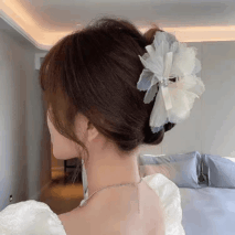 Chic Crystal Bowknot Lace Chignon Claw Clip Hair Clip - ArtGalleryZen