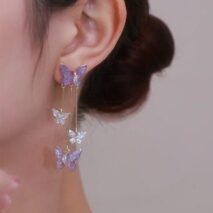 Chic Crystal Butterfly Dangle Earrings - ArtGalleryZen