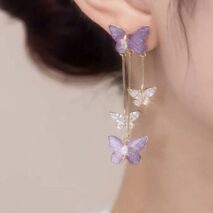 Chic Crystal Butterfly Dangle Earrings - ArtGalleryZen