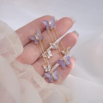 Chic Crystal Butterfly Dangle Earrings - ArtGalleryZen