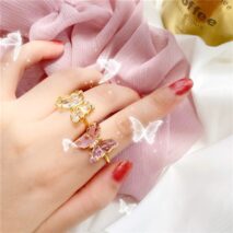 Chic Crystal Butterfly Ring - ArtGalleryZen
