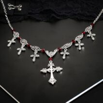 Chic Crystal Charm Antique Cross Tassel Necklace - ArtGalleryZen