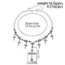 Chic Crystal Charm Antique Cross Tassel Necklace - ArtGalleryZen