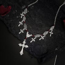 Chic Crystal Charm Antique Cross Tassel Necklace - ArtGalleryZen