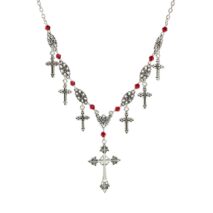 Chic Crystal Charm Antique Cross Tassel Necklace - ArtGalleryZen