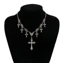Chic Crystal Charm Antique Cross Tassel Necklace - ArtGalleryZen