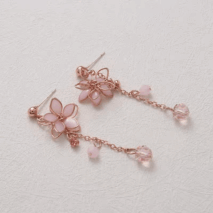 Chic Crystal Cherry Blossom Dangle Earrings - ArtGalleryZen
