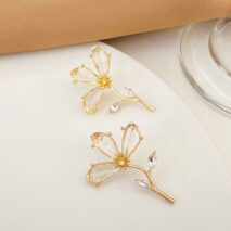 Chic Crystal Floral Dangle Earrings - ArtGalleryZen