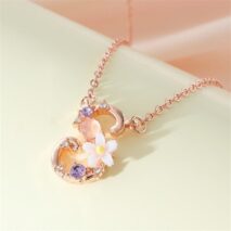Chic Crystal Opal Inlaid Floral Alphabet Monogram Letter Necklace - ArtGalleryZen