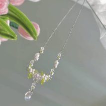 Chic Crystal Pendant Floral Seed Beaded Chain Choker Necklace - ArtGalleryZen
