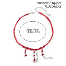 Chic Crystal Tassel Blood Drop Choker Necklace - ArtGalleryZen