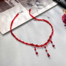 Chic Crystal Tassel Blood Drop Choker Necklace - ArtGalleryZen