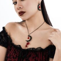 Chic Crystal Tassel Moon Charm Necklace Earrings Set - ArtGalleryZen